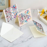6 Pieces Diamond Art Painted Greeting Cards, Flower Basket Gift Butterfly 5D DIY Special Shape Diamond Card Creative Gifts, Christmas Thanksgiving Greeting Card Congratulation