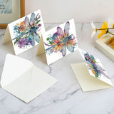 6pcs Diamond Painting Kit Greeting Card, Dragonfly 5D DIY Diamond Handmade Holiday Greeting Card with Envelope, Christmas Gift Congratulation