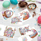 6pcs Diamond Art Painting Kit Greeting Card, Rabbit 5D DIY Diamond Handmade Holiday Greeting Card with Envelope, Christmas Gift Congratulations