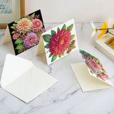 6pcs Diamond Art Painting Kit Greeting Card, Peony Flower 5D DIY Special Shape Diamond Greeting Card Creative Gifts, Christmas Thanksgiving Greeting Card Congratulation
