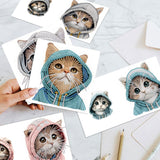 6pcs Diamond Painting Kit Greeting Card, Hat Cat 5D DIY Diamond Handmade Holiday Greeting Card with Envelope, Christmas Gift Congratulation