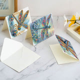 6pcs Diamond Art Painting Kit Greeting Card, Dragonfly 5D DIY Special Shape Diamond Greeting Card Creative Gifts, Christmas Thanksgiving Greeting Card Congratulation