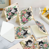 6pcs Diamond Art Painting Kit Greeting Card, Cat in the Flower 5D DIY Special Shape Diamond Greeting Card Creative Gifts, Christmas Thanksgiving Greeting Card Congratulation