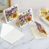 6 pcs Diamond Art Painted Greeting Card, Sunflower Rainbow Color Hat 5D DIY Special Shape Diamond Card Creative Gift, Christmas Thanksgiving Greeting Card Congratulation
