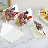 6pcs Diamond Painting Kit Greeting Card, Rooster 5D DIY Diamond Handmade Holiday Greeting Card with Envelope, Christmas Gift Congratulation