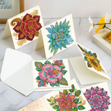 6pcs Diamond Art Painting Kit Greeting Cards, Pretty Flowers 5D DIY Special Shape Diamond Greeting Card Creative Gifts, Christmas Thanksgiving Greeting Card Congratulation