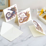 6pcs Diamond Art Painting Set Greeting Card, Hippocampus 5D DIY Special Shape Diamond Greeting Card Creative Gifts, Christmas Thanksgiving Greeting Card Congratulation