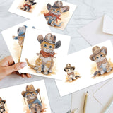 6pcs Diamond Painting Kit Greeting Card, Cat 5D DIY Diamond Handmade Holiday Greeting Card with Envelope, Christmas Gift Congratulation