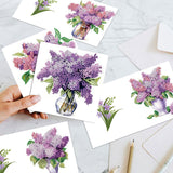 6pcs Diamond Painting Kit Greeting Card, Violet Flower 5D DIY Diamond Handmade Holiday Greeting Card with Envelope, Christmas Gift Congratulation