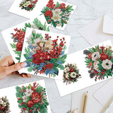6pcs Diamond Painting Kit Greeting Card, Flower 5D DIY Diamond Handmade Holiday Greeting Card with Envelope, Christmas Gift Congratulation