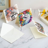 6 pcs Diamond Art Painted Greeting Card, Horse Sunflower 5D DIY Special Shape Diamond Card Creative Gift, Christmas Thanksgiving Greeting Card Congratulation
