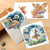 6pcs Diamond Painting Kit Greeting Card, Mushroom Genie 5D DIY Diamond Handmade Holiday Greeting Card with Envelope, Christmas Gift Congratulation