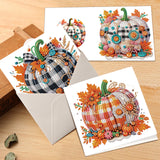 6pcs Diamond Painting Kit Greeting Card, Square Pumpkin 5D DIY Diamond Handmade Holiday Greeting Card with Envelope, Christmas Gift Congratulation