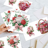6pcs Diamond Painting Kit Greeting Card, Rose Bouquet 5D DIY Diamond Handmade Holiday Greeting Card with Envelope, Christmas Gift Congratulation