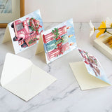 6 Pieces Diamond Art Painted Greeting Cards, Ski Santa Birdie Gift 5D DIY Special Shape Diamond Card Creative Gift, Christmas Thanksgiving Greeting Card Congratulation