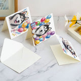6pcs Diamond Art Painting Set Greeting Card, Balloon Husky 5D DIY Special Shape Diamond Greeting Card Creative Gifts, Christmas Thanksgiving Greeting Card Congratulation