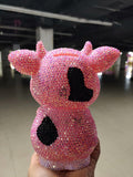 18cm high DIY Pink cow (with glue tools) - Hibah-Diamond painting art studio