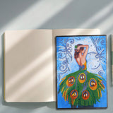 DIY Diamond Painting Notebook - Peacock and girl (No lines)