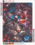 Full Diamond Painting kit - Leopard on the flowers