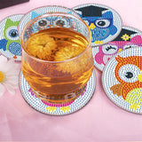 6 Pcs Owls Diamond Painting Coasters with Holder