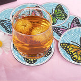 6 Pcs Butterfly Diamond Painting Coasters with Holder