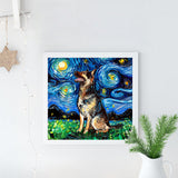Full Diamond Painting kit - German Shepherd dog under the beautiful starry sky