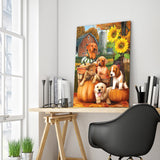 Full Diamond Painting kit - Pumpkins and dogs