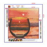 Full Diamond Painting kit - Sunset and sea waves reflection in the glass