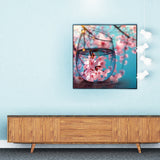 Full Diamond Painting kit - The reflection of the peach blossom in the glass