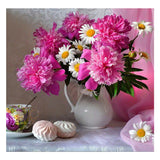 Full Diamond Painting kit - Peony and white flowers (16x16inch)