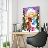 Full Diamond Painting kit - Little girl and cute deer