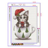 Full Diamond Painting kit - Christmas kitten on cup