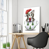Full Diamond Painting kit - Christmas kitten on cup