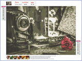Full Diamond Painting kit - Vintage camera and a rose