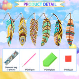 6 Pcs DIY Feather Diamond Painting Bookmark