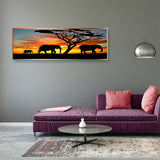 Full Large Diamond Painting kit - Elephant under the setting sun