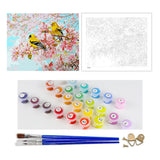 DIY Painting by number kit | Yellow warblers on the flower tree