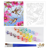 DIY Painting by number kit | Hummingbird picking flowers