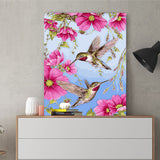 DIY Painting by number kit | Hummingbird picking flowers