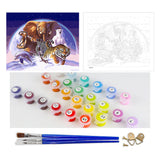 DIY Painting by number kit | Tiger, zebra, rhino, elephant, dolphin and white bear