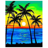 DIY Painting by number kit | Coconut trees in the sunset