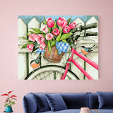 DIY Painting by number kit | Flowers on the front of the bicycle