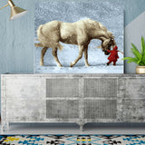 DIY Painting by number kit | White horse and a child
