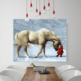 DIY Painting by number kit | White horse and a child