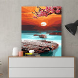DIY Painting by number kit | Peach Blossom Lake Water Bright Moonlight