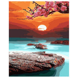 DIY Painting by number kit | Peach Blossom Lake Water Bright Moonlight