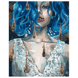 DIY Painting by number kit | Beautiful girl with blue hair