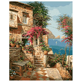 DIY Painting by number kit | Beautiful house by the sea