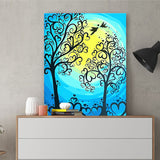 DIY Painting by number kit | Heart shaped tree and love birds