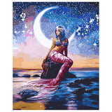 DIY Painting by number kit | Mermaid under the moonlight
